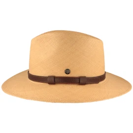Extra breiter Panama Hut mit Leder-Garnitur von Hut-Breiter in beige Extra breiter Panama Hut mit Leder-Garnitur von Hut-Breiter in beige