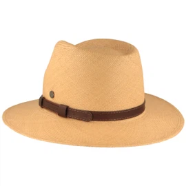 Extra breiter Panama Hut mit Leder-Garnitur von Hut-Breiter in beige Extra breiter Panama Hut mit Leder-Garnitur von Hut-Breiter in beige