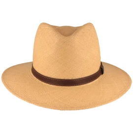 Extra breiter Panama Hut mit Leder-Garnitur von Hut-Breiter in beige Extra breiter Panama Hut mit Leder-Garnitur von Hut-Breiter in beige