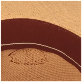 Extra breiter Panama Hut mit Leder-Garnitur von Hut-Breiter in beige Extra breiter Panama Hut mit Leder-Garnitur von Hut-Breiter in beige