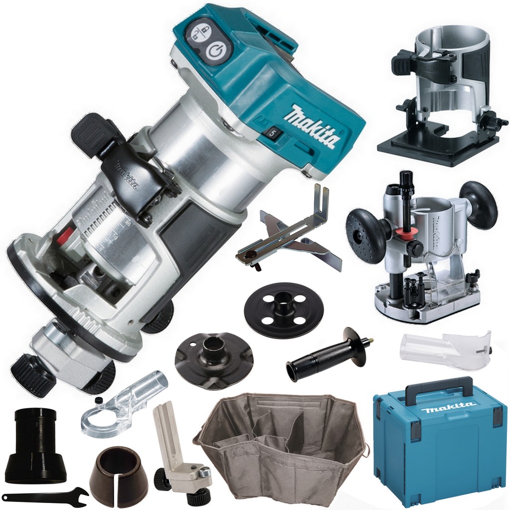 Makita Akku Multifunktionsfräse Fräsen Nuten 18V MAKPAC Gr. 4 DRT50ZJX2 Makita Akku Multifunktionsfräse Fräsen Nuten 18V MAKPAC Gr. 4 DRT50ZJX2
