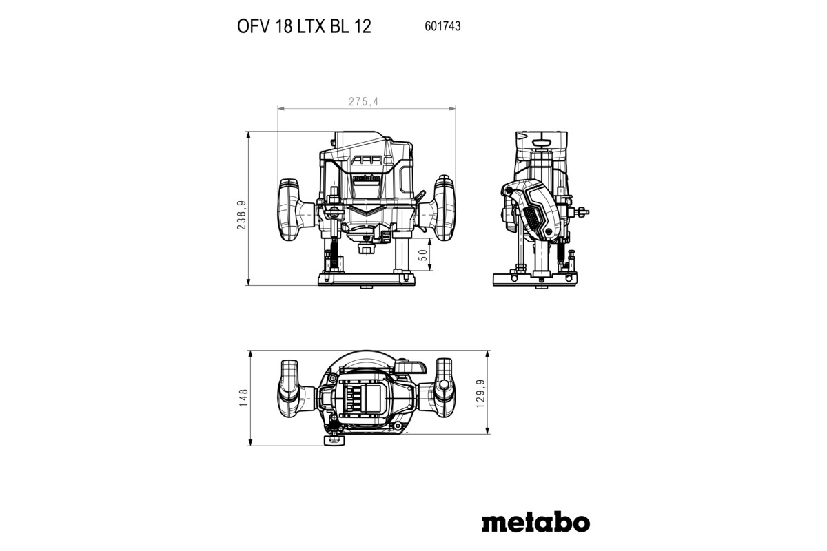 METABO Akku-Oberfräse OFV 18 LTX BL 12 601743660 metaBOX 340 METABO Akku-Oberfräse OFV 18 LTX BL 12 601743660 metaBOX 340