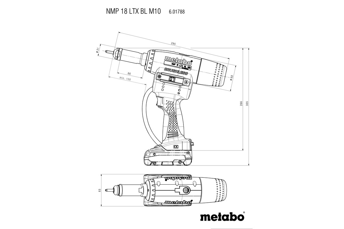 METABO Akku-Nietmutternpistole NMP 18 LTX BL M10 601788840 metaBOX 145 M METABO Akku-Nietmutternpistole NMP 18 LTX BL M10 601788840 metaBOX 145 M