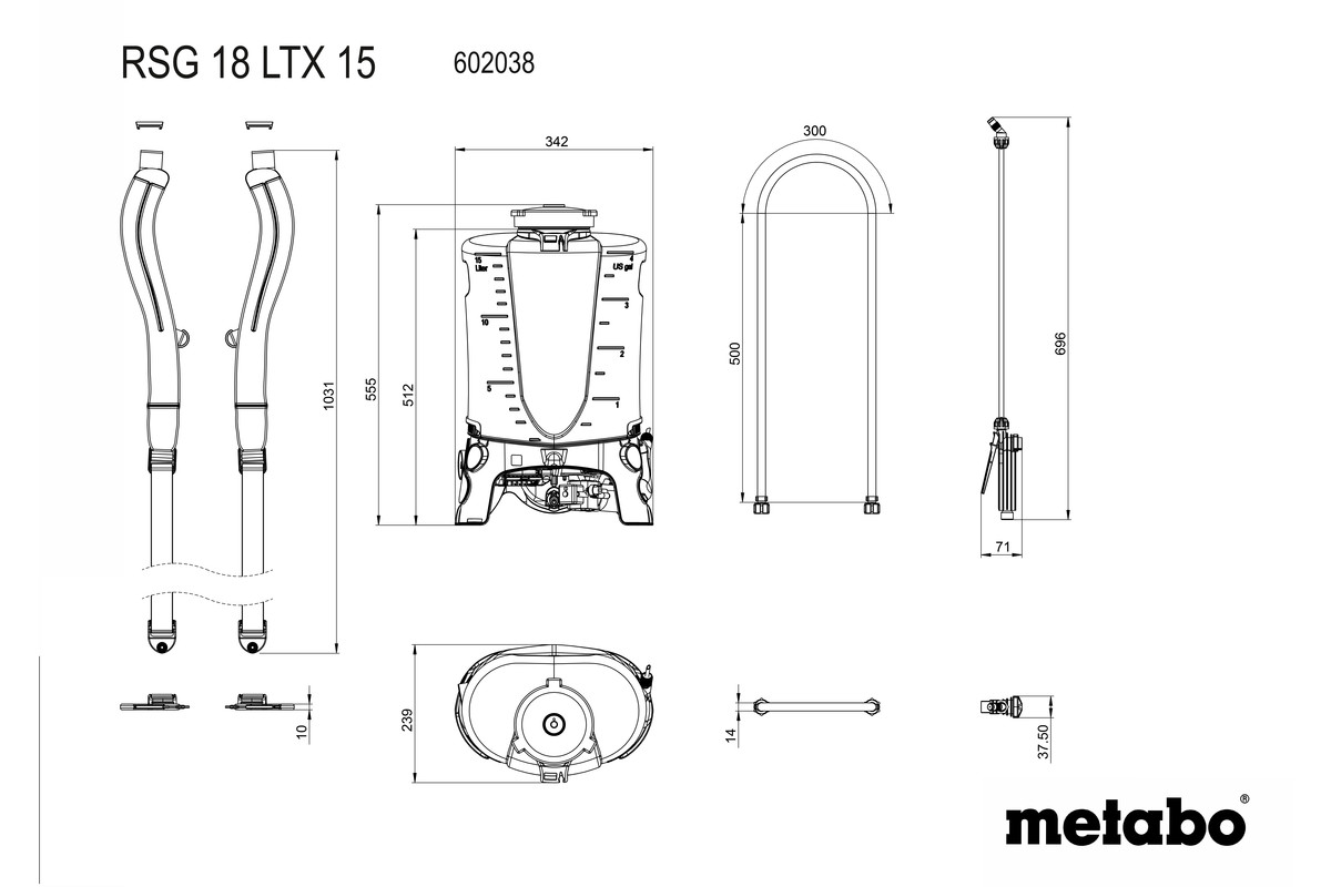 METABO Akku-Rückensprühgerät RSG 18 LTX 15 602038850 Karton METABO Akku-Rückensprühgerät RSG 18 LTX 15 602038850 Karton