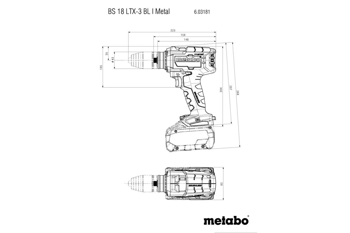 METABO Akku-3-Gang-Bohrschrauber BS 18 LTX-3 BL I Metal 603181660 metaBOX 145 L METABO Akku-3-Gang-Bohrschrauber BS 18 LTX-3 BL I Metal 603181660 metaBOX 145 L