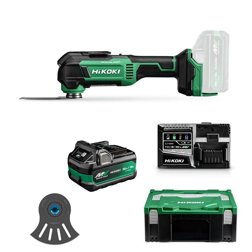 HiKoKi Akku-Multitool CV18DAW2Z + Sägeblatt 100x50 + Akku + Schnellladegerät HiKoKi Akku-Multitool CV18DAW2Z + Sägeblatt 100x50 + Akku + Schnellladegerät