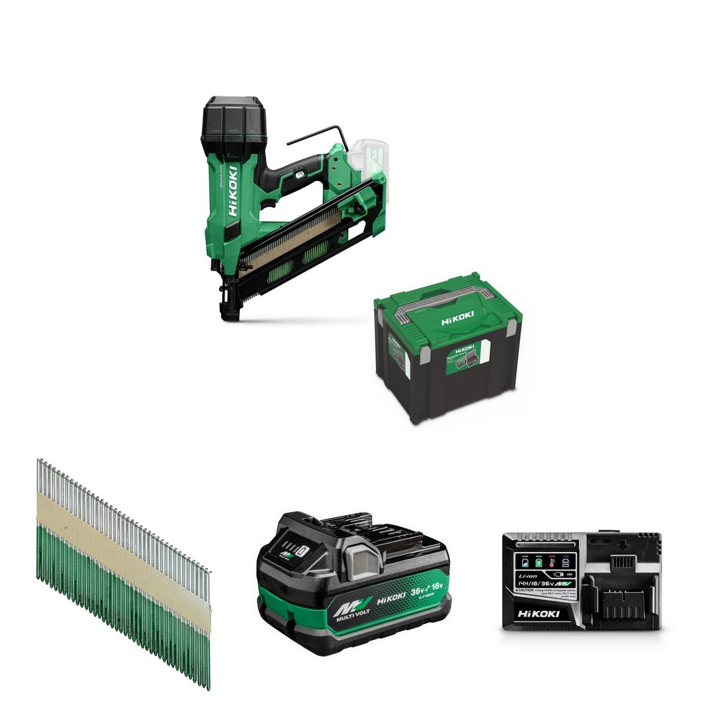 HiKoKi Akku-Nagler NR1890DCAW9Z + Nägel + Akku 36 V 2.5 Ah/18 + Schnellladegerät HiKoKi Akku-Nagler NR1890DCAW9Z + Nägel + Akku 36 V 2.5 Ah/18 + Schnellladegerät