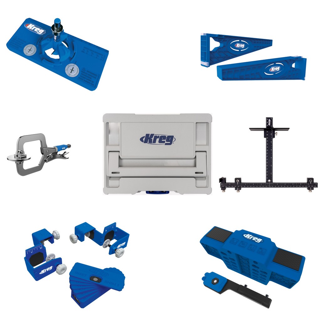 Kreg Möbelbau-Set DeLuxe Topfband + Bohrschablone+Montagehilfe+Zwinge+Systainer Kreg Möbelbau-Set DeLuxe Topfband + Bohrschablone+Montagehilfe+Zwinge+Systainer