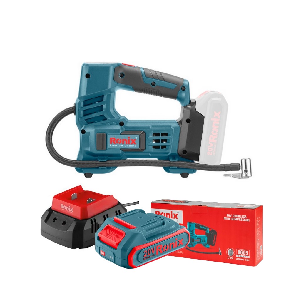 Ronix Mini Kompressor 20V 2 Ah Akku 10,35 bar 150 PSI für Makita 18V 8605 Ronix Mini Kompressor 20V 2 Ah Akku 10,35 bar 150 PSI für Makita 18V 8605