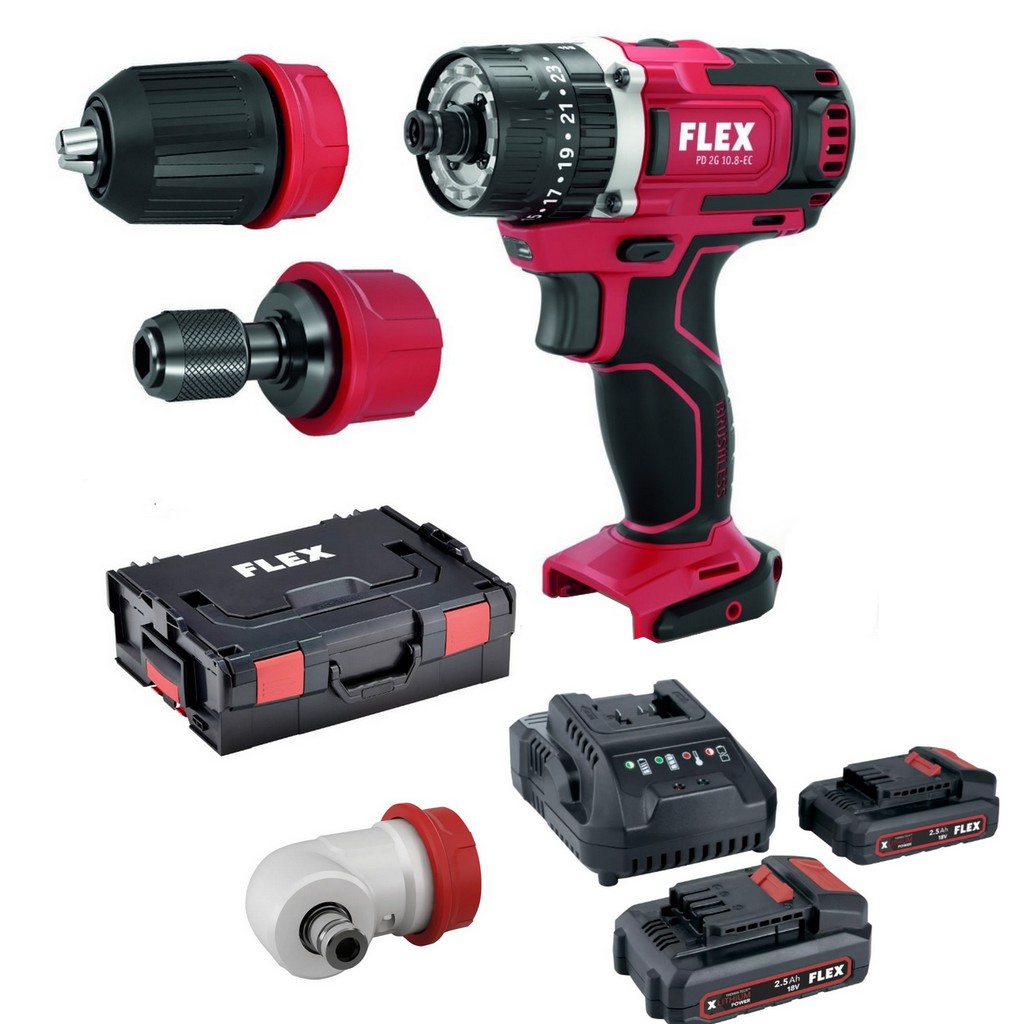 Flex Akku-Bohrschr PD 2G 418013 + Winkelvorsatz WV 10.8 EC + P-Set 22 Q - Akku Flex Akku-Bohrschr PD 2G 418013 + Winkelvorsatz WV 10.8 EC + P-Set 22 Q - Akku