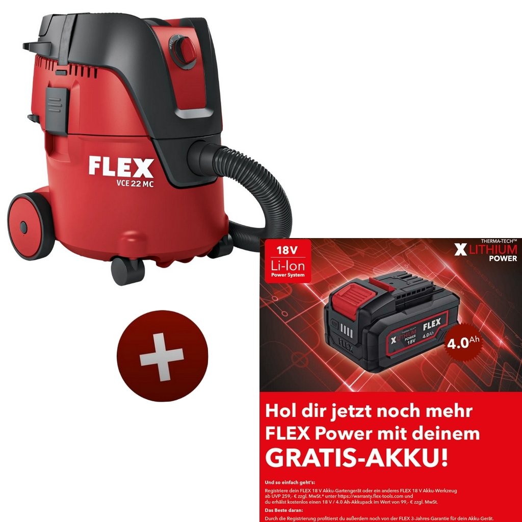 Flex Akku Sicherheitssauger VCE 22 M MC mit manueller Filterabreinigung 531638 Flex Akku Sicherheitssauger VCE 22 M MC mit manueller Filterabreinigung 531638