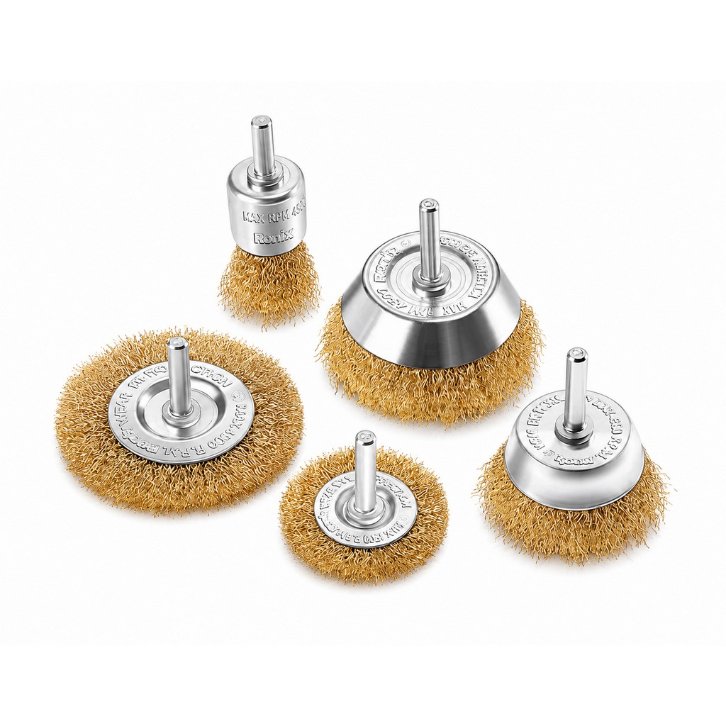 Ronix Drahtbürstensatz 5 teilig bis 4500 U/min 1/4-Zoll-Sechskantschaft RH-9939 Ronix Drahtbürstensatz 5 teilig bis 4500 U/min 1/4-Zoll-Sechskantschaft RH-9939