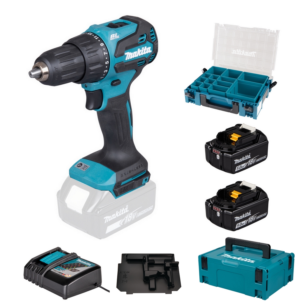 Makita Akku Schlagbohrschrauber zum Schrauben und Bohren 18 V 65 Nm DHP490TJX9 Makita Akku Schlagbohrschrauber zum Schrauben und Bohren 18 V 65 Nm DHP490TJX9