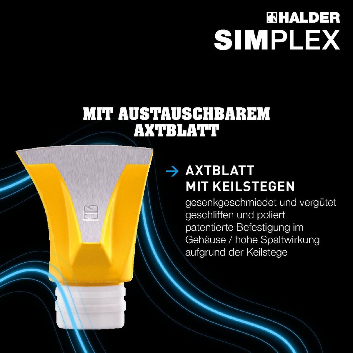 Halder SIMPLEX Spaltaxt mit Keilstegen Hickorystiel 50 mm 2840 g 3007.751 Halder SIMPLEX Spaltaxt mit Keilstegen Hickorystiel 50 mm 2840 g 3007.751