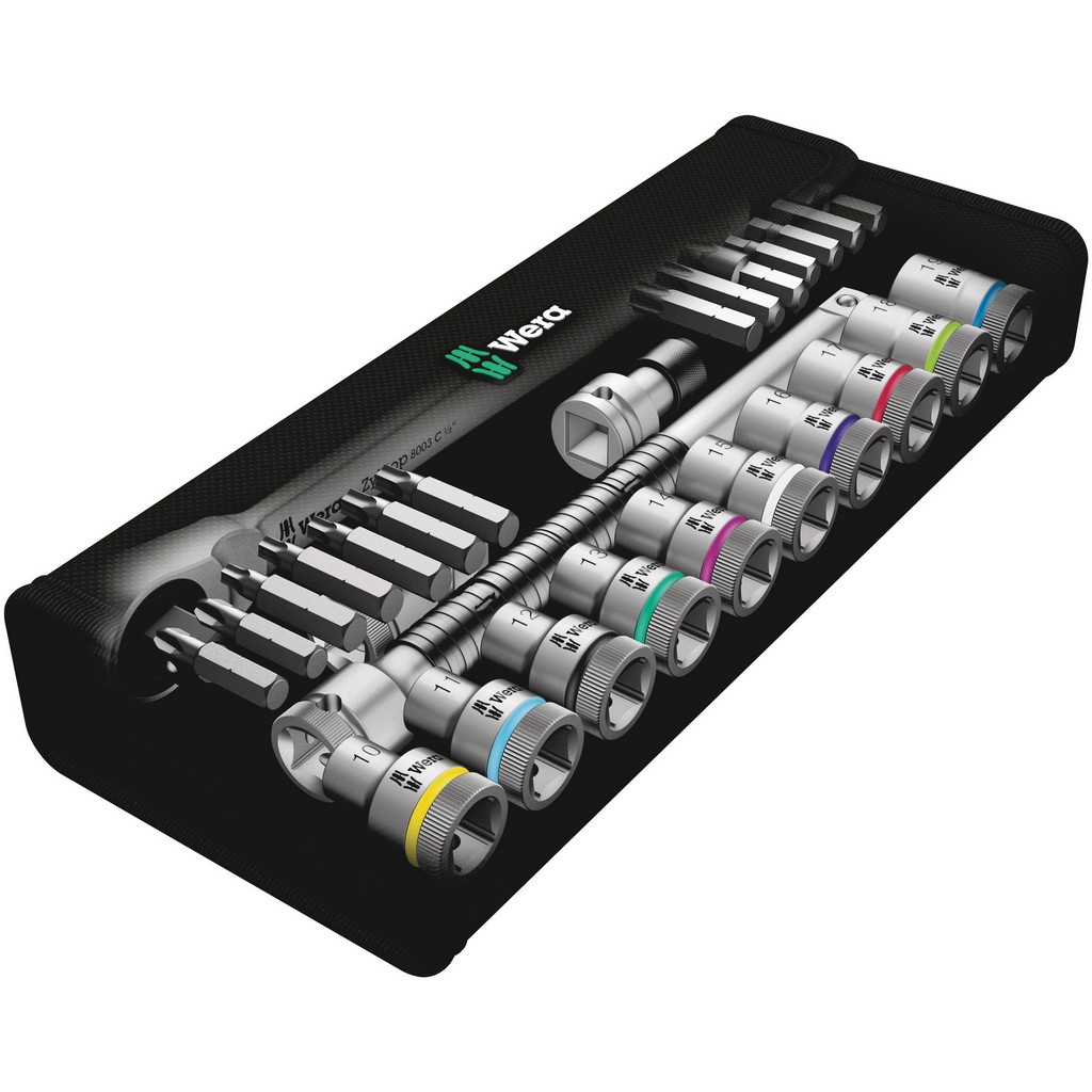 Wera 8100 SC 7 Zyklop Metal-Knarrensatz 1/2"-Antrieb Durchsteckvierkant 28tlg Wera 8100 SC 7 Zyklop Metal-Knarrensatz 1/2"-Antrieb Durchsteckvierkant 28tlg