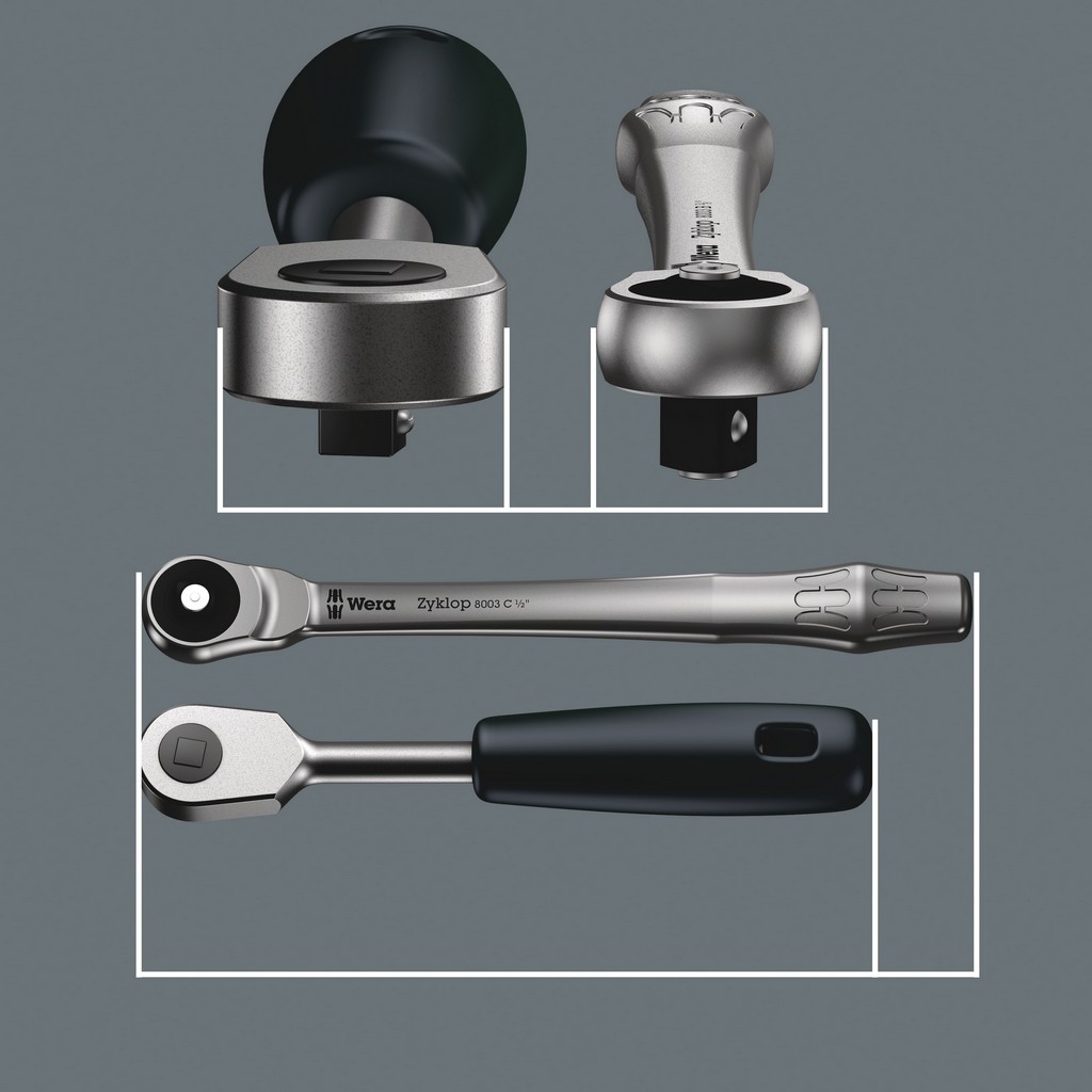 Wera 8003 C Zyklop Metal-Knarre mit Durchsteckvierkant 1/2" x 281 mm 05004063001 Wera 8003 C Zyklop Metal-Knarre mit Durchsteckvierkant 1/2" x 281 mm 05004063001