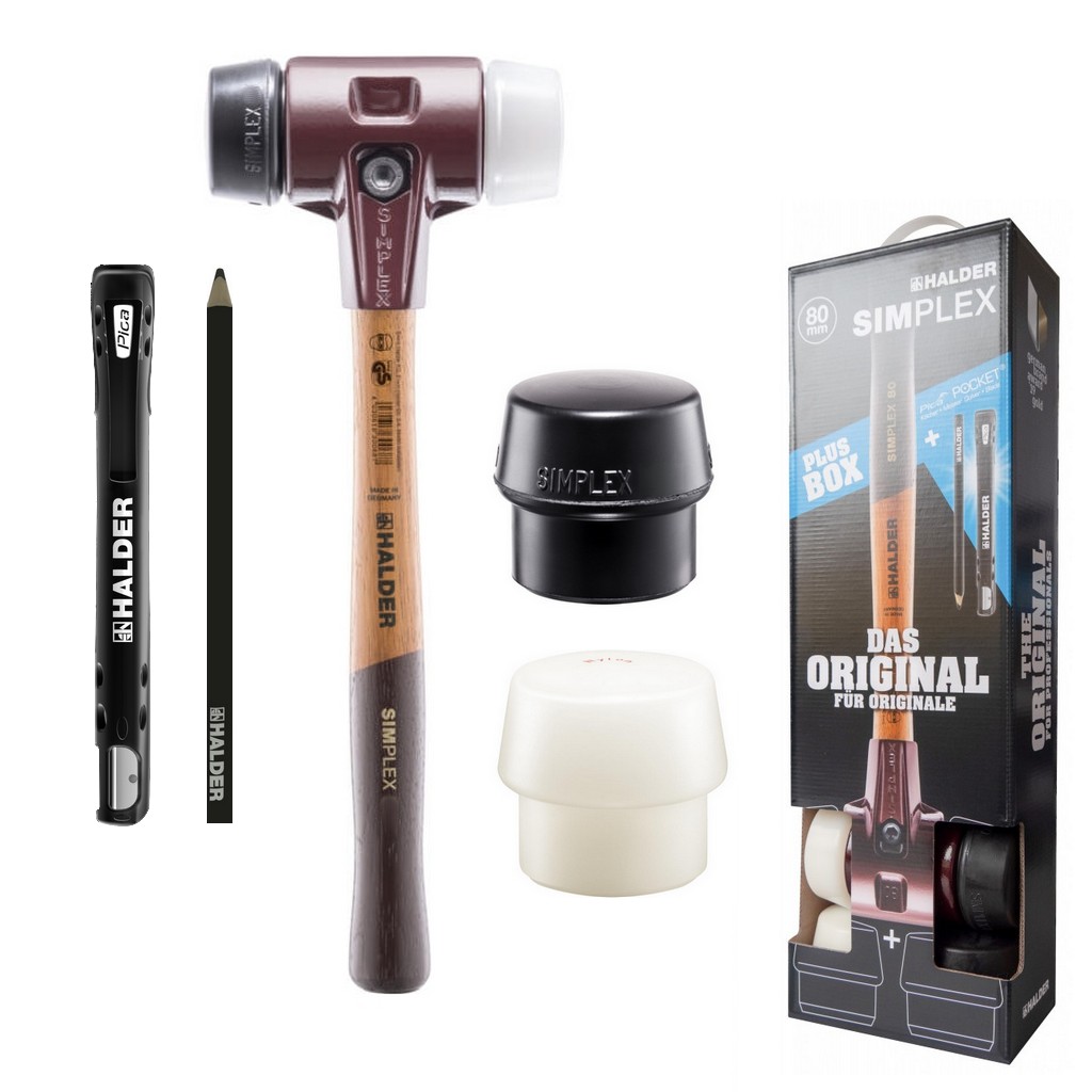 Halder Plus Box für Galabau Schonhammer 80mm mit 2 Schlageinsätzen Pica Pocket Halder Plus Box für Galabau Schonhammer 80mm mit 2 Schlageinsätzen Pica Pocket