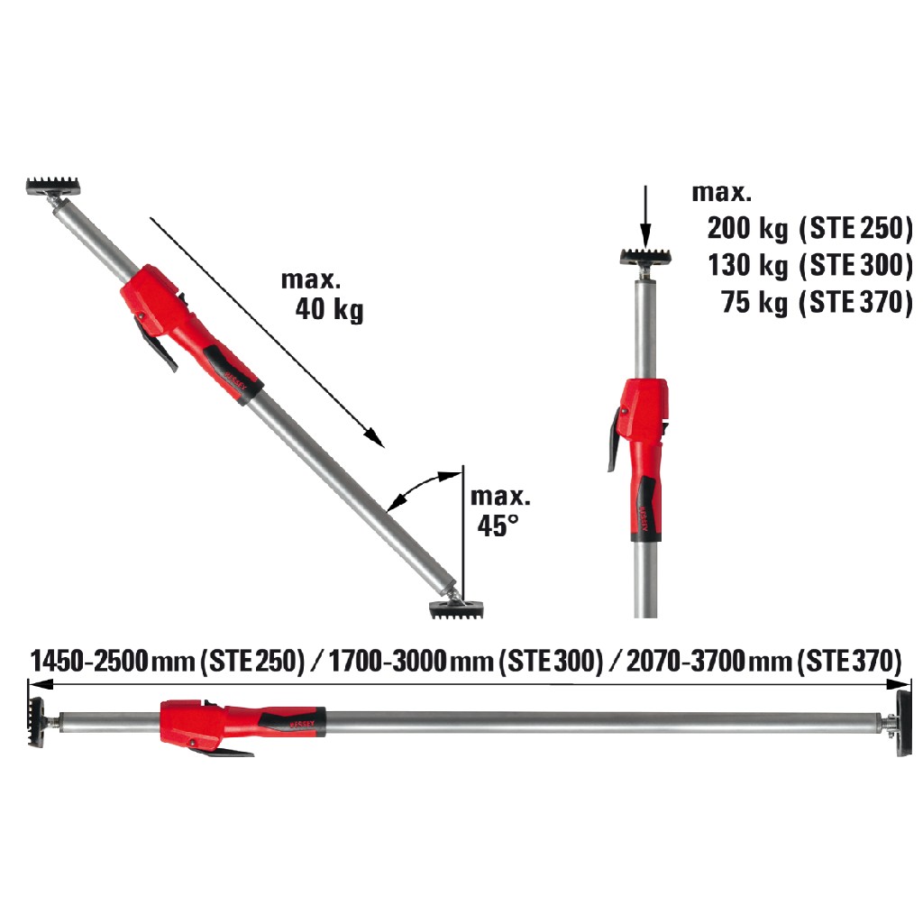 Bessey Decken- und Montagestütze mit Pumpgriff 1700-3000 mm bis zu 110 kg STE300 Bessey Decken- und Montagestütze mit Pumpgriff 1700-3000 mm bis zu 110 kg STE300