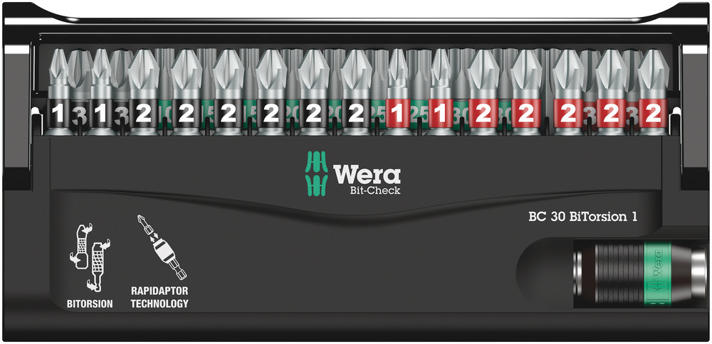 Wera Bit-Check 30 BiTorsion 1, 30-teilig 05057430001 Rapidaptor Bit Take it easy Wera Bit-Check 30 BiTorsion 1, 30-teilig 05057430001 Rapidaptor Bit Take it easy