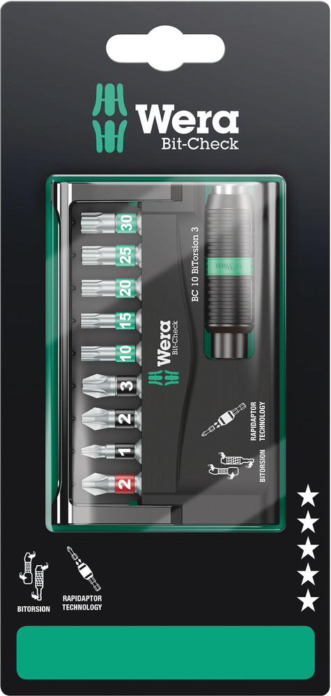Wera Bit-Check 10 BiTorsion 3 SB, 10-teilig 05073418001 Wera Bit-Check 10 BiTorsion 3 SB, 10-teilig 05073418001