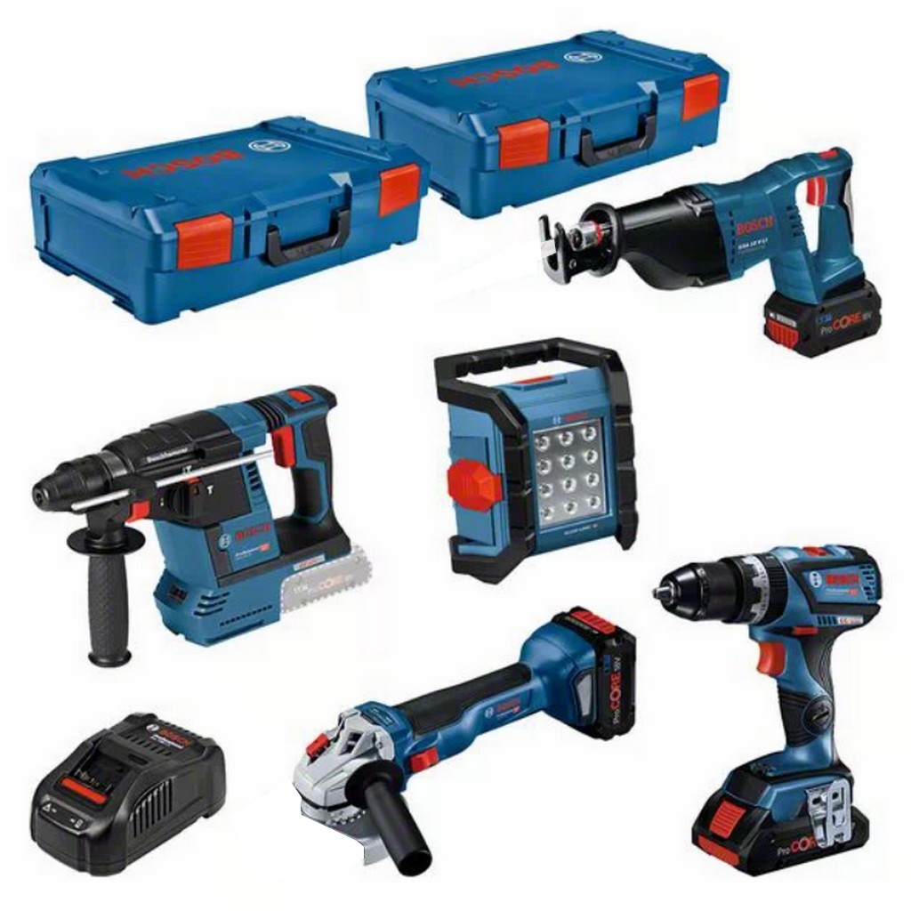 Bosch 5-TLG. KIT 18 V Set 0615990M2X GSB+GWS+GBH+GSA+GLI+3x Akku PROCORE+GAL Bosch 5-TLG. KIT 18 V Set 0615990M2X GSB+GWS+GBH+GSA+GLI+3x Akku PROCORE+GAL