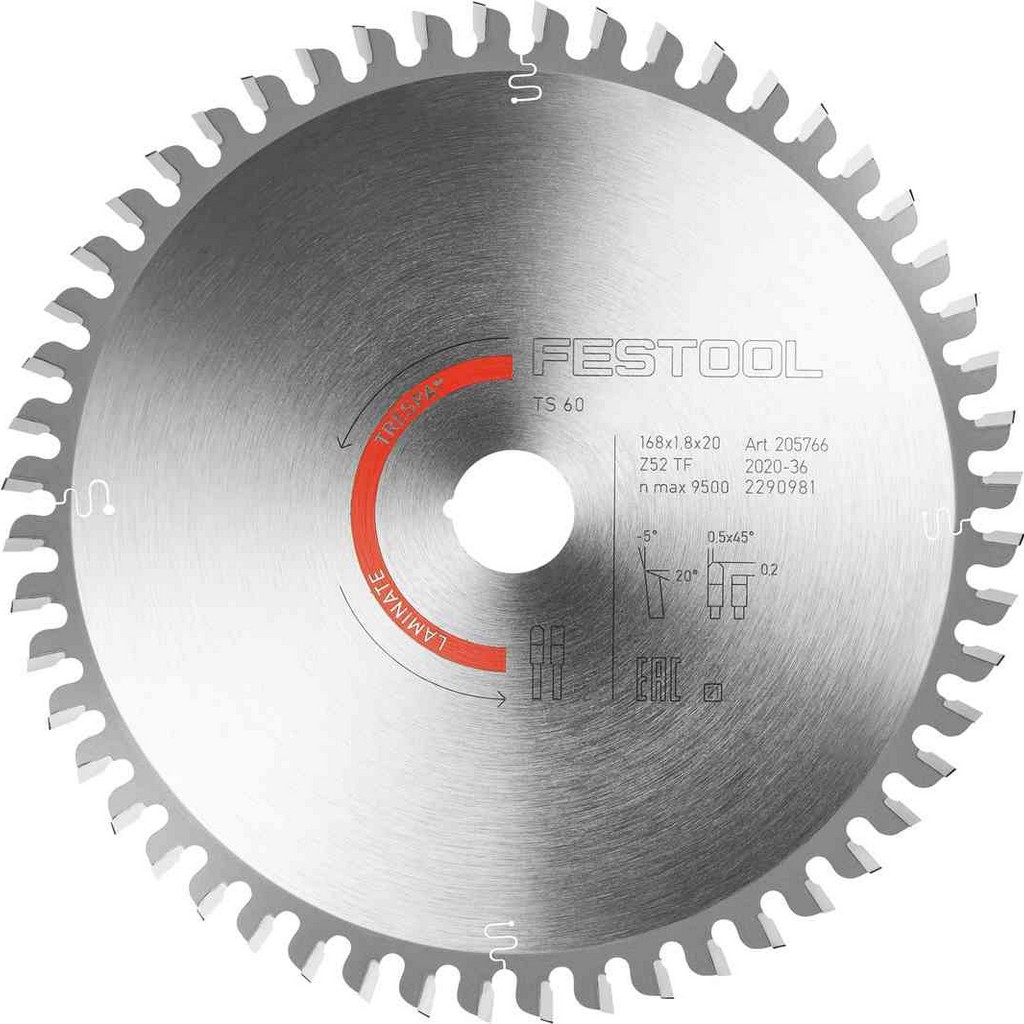 Festool Kreissägeblatt LAMINATE HPL HW 168x1,8x20 TF52 205766 TS 60 K CSC 50 Festool Kreissägeblatt LAMINATE HPL HW 168x1,8x20 TF52 205766 TS 60 K CSC 50