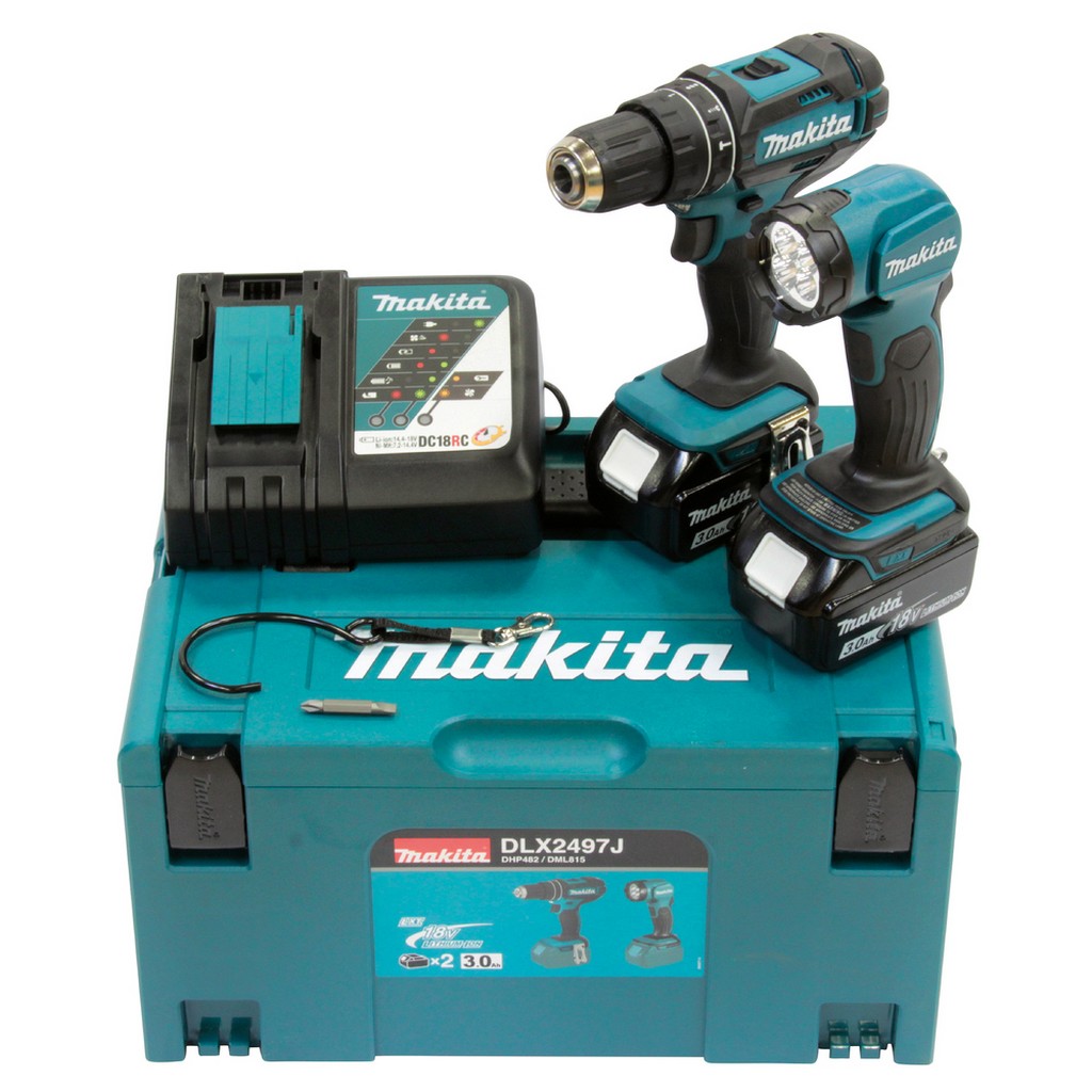 Makita DLX2497J Akku Schlagbohrschrauber DHP482 LED Lampe 2 x 3,0Ah Ladegerät Makita DLX2497J Akku Schlagbohrschrauber DHP482 LED Lampe 2 x 3,0Ah Ladegerät
