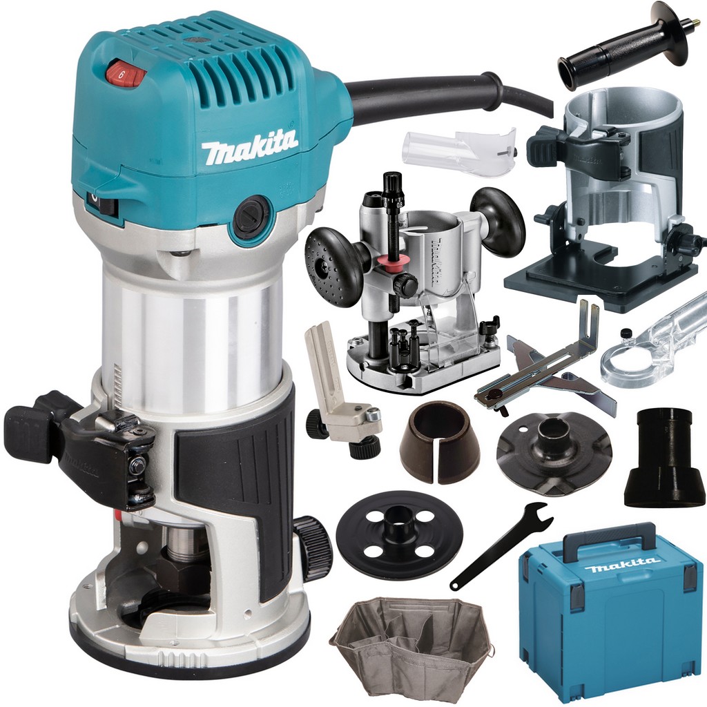 Makita Multifunktionsfräse Fräsen Holzbearbeitung 710W 6/8mm RT0702CX2J Makita Multifunktionsfräse Fräsen Holzbearbeitung 710W 6/8mm RT0702CX2J