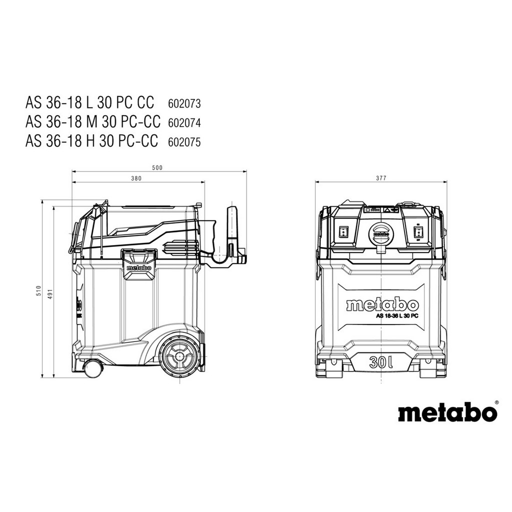 Metabo Akku Sauger AS 36-18 M 30 PC-CC Nass- Trockensauger Solo 18V 602074850 Metabo Akku Sauger AS 36-18 M 30 PC-CC Nass- Trockensauger Solo 18V 602074850