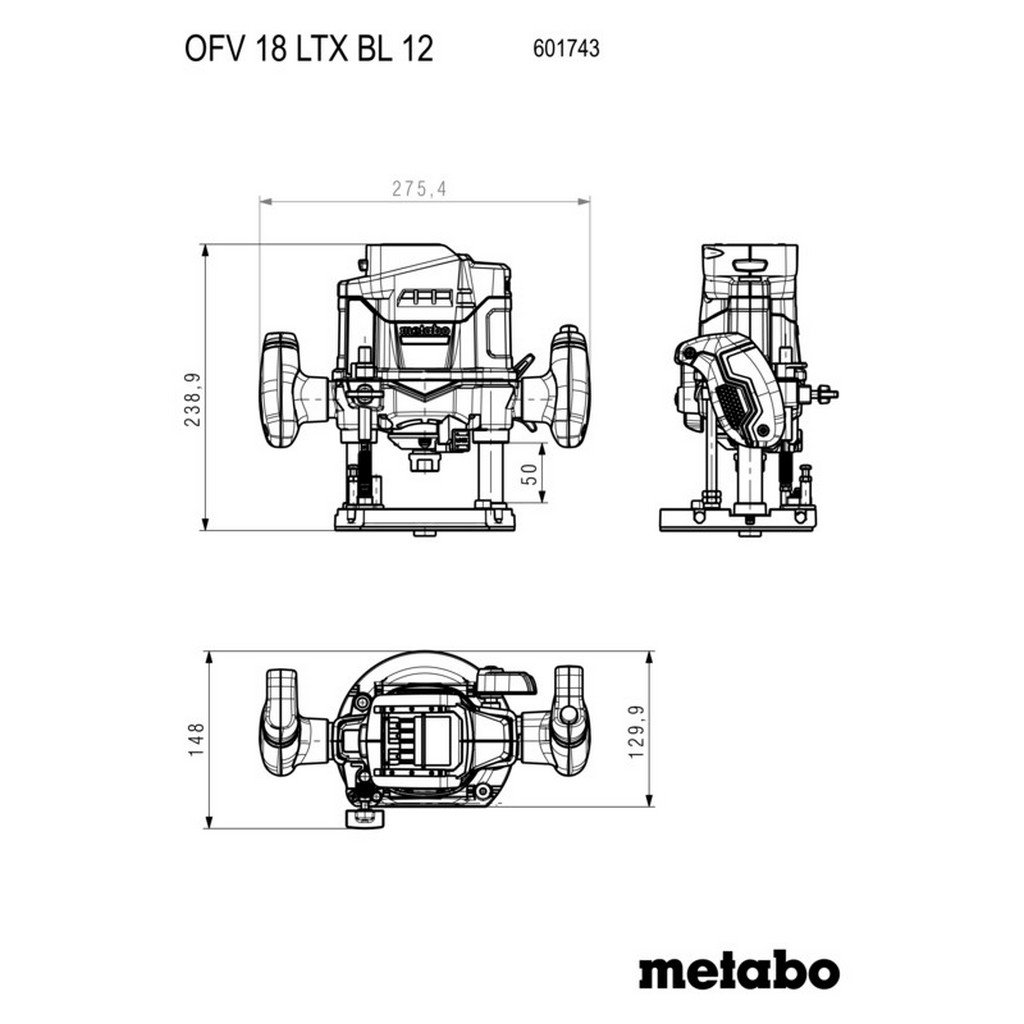 Metabo Akku Oberfräse OFV 18 LTX BL 12 Solo CAS System Mafell 601743840 Metabo Akku Oberfräse OFV 18 LTX BL 12 Solo CAS System Mafell 601743840