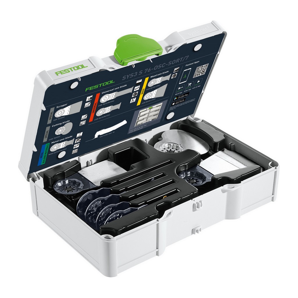 Festool Oszillierer Sägeblatt Set SYS3 S 76-OSC-SORT/7 für OSC 18 578116 Festool Oszillierer Sägeblatt Set SYS3 S 76-OSC-SORT/7 für OSC 18 578116