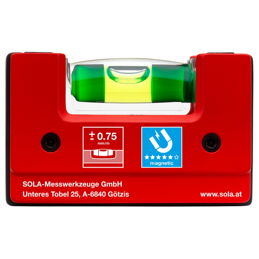 Sola Kompakt Wasserwaage GO! Magnetic magnetisch rot 6,8 cm 01621201 Sola Kompakt Wasserwaage GO! Magnetic magnetisch rot 6,8 cm 01621201