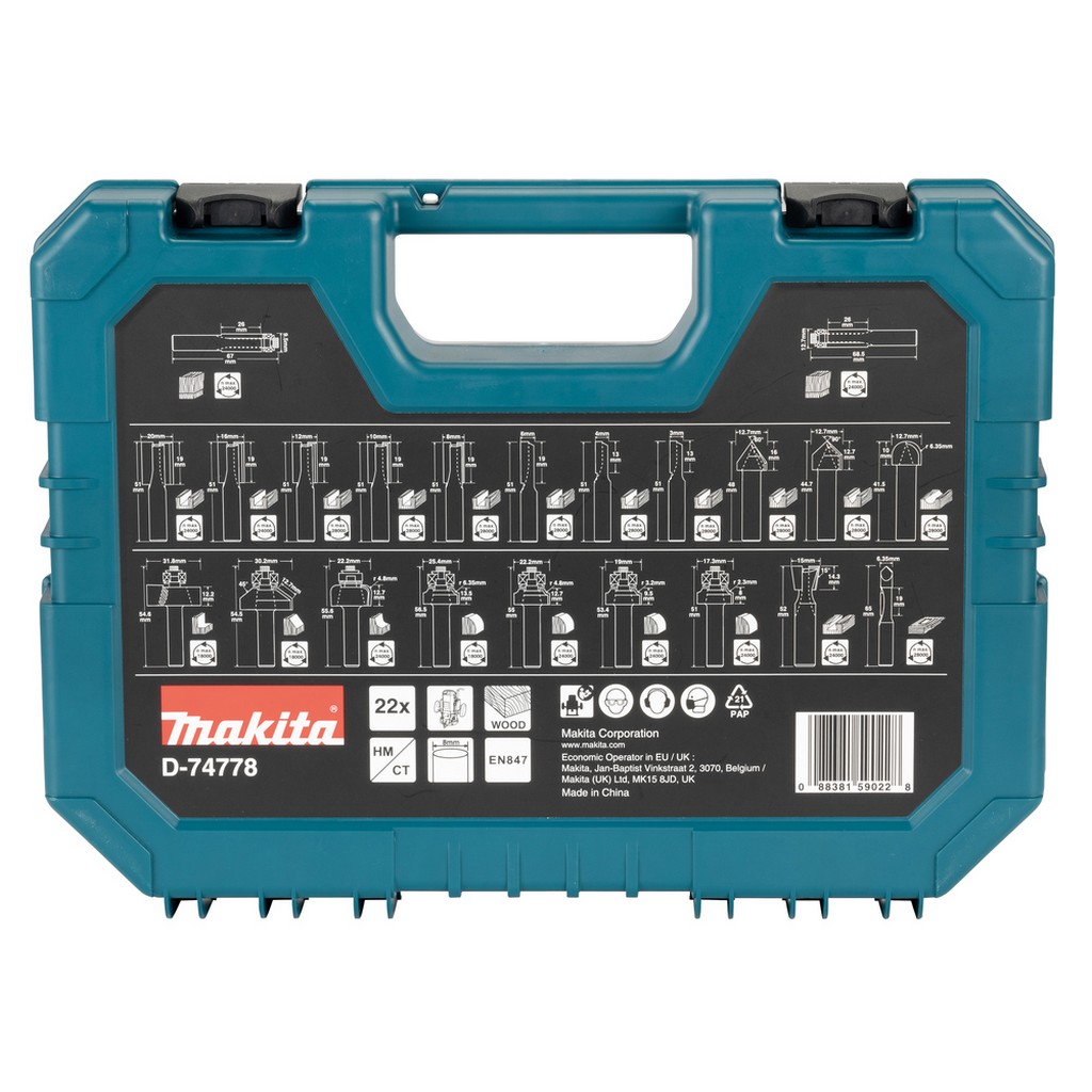 Makita Fräser Set 22-teilig Nutfräser Hohlkehlfräser Bohrfräser Koffer D-74778 Makita Fräser Set 22-teilig Nutfräser Hohlkehlfräser Bohrfräser Koffer D-74778