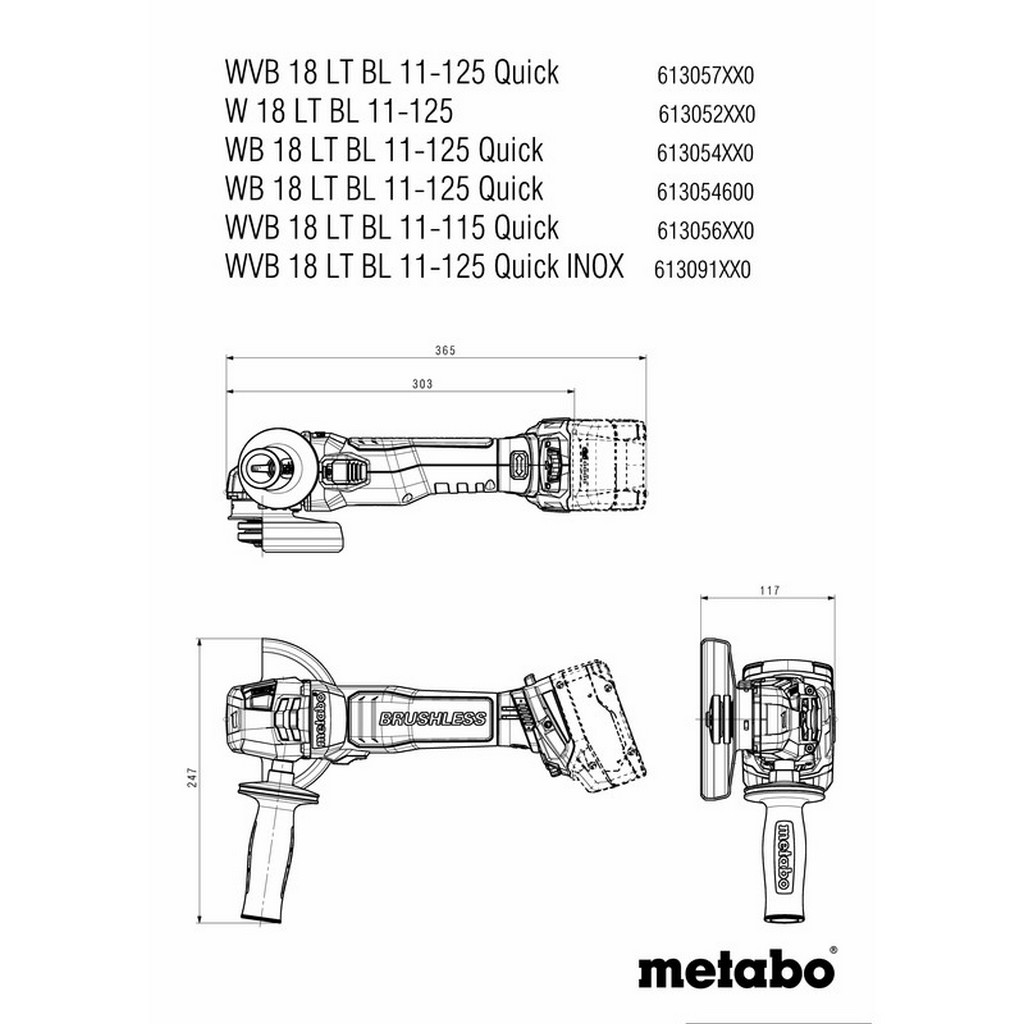 Metabo Akku Winkelschleifer WB 18 LT BL 11-125 Quick Solo 18V Metabox 613054840 Metabo Akku Winkelschleifer WB 18 LT BL 11-125 Quick Solo 18V Metabox 613054840