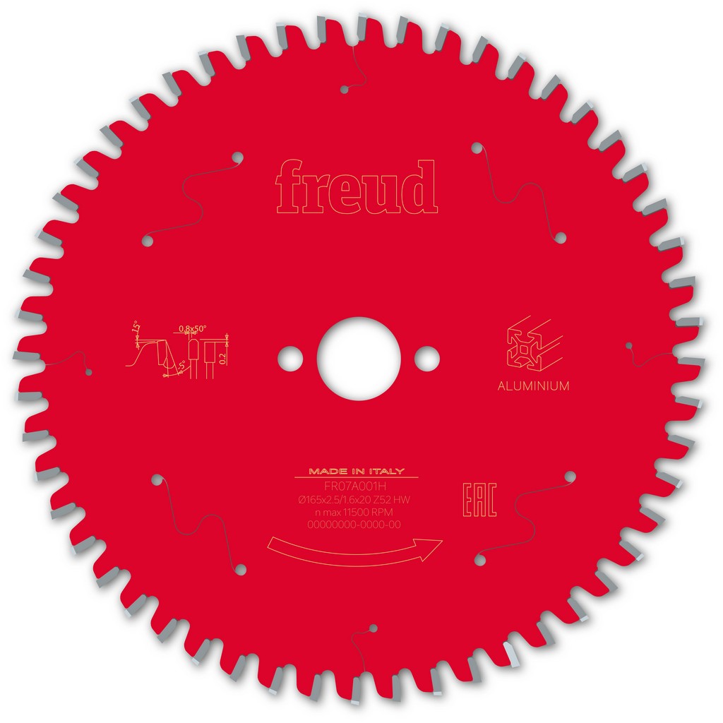 Freud Kreissägeblatt FR07A001H 165x20x2,5/1,6mm Z52 Handsäge Alu F03FS09809 Freud Kreissägeblatt FR07A001H 165x20x2,5/1,6mm Z52 Handsäge Alu F03FS09809