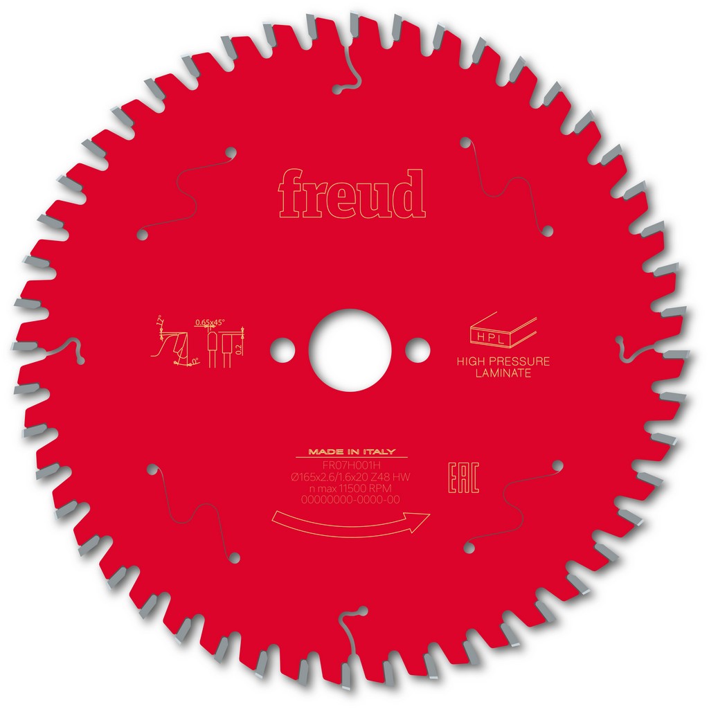 Freud Kreissägeblatt FR07H001H 165x20x2,6/1,6mm Z48 Handsäge HPL F03FS09866 Freud Kreissägeblatt FR07H001H 165x20x2,6/1,6mm Z48 Handsäge HPL F03FS09866