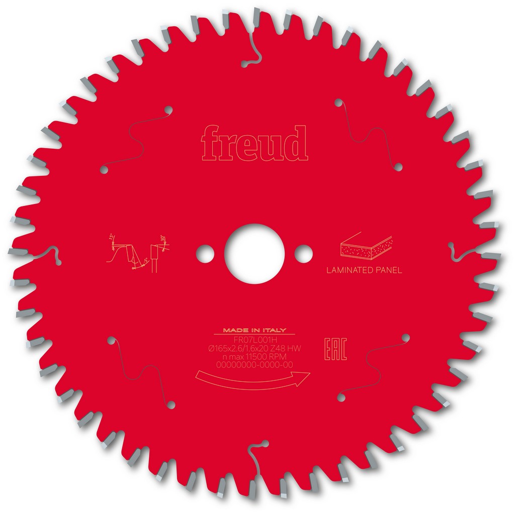 Freud Kreissägeblatt FR07L001H 165x20x2,6/1,6mm Z48 Handsäge MDF F03FS09800 Freud Kreissägeblatt FR07L001H 165x20x2,6/1,6mm Z48 Handsäge MDF F03FS09800