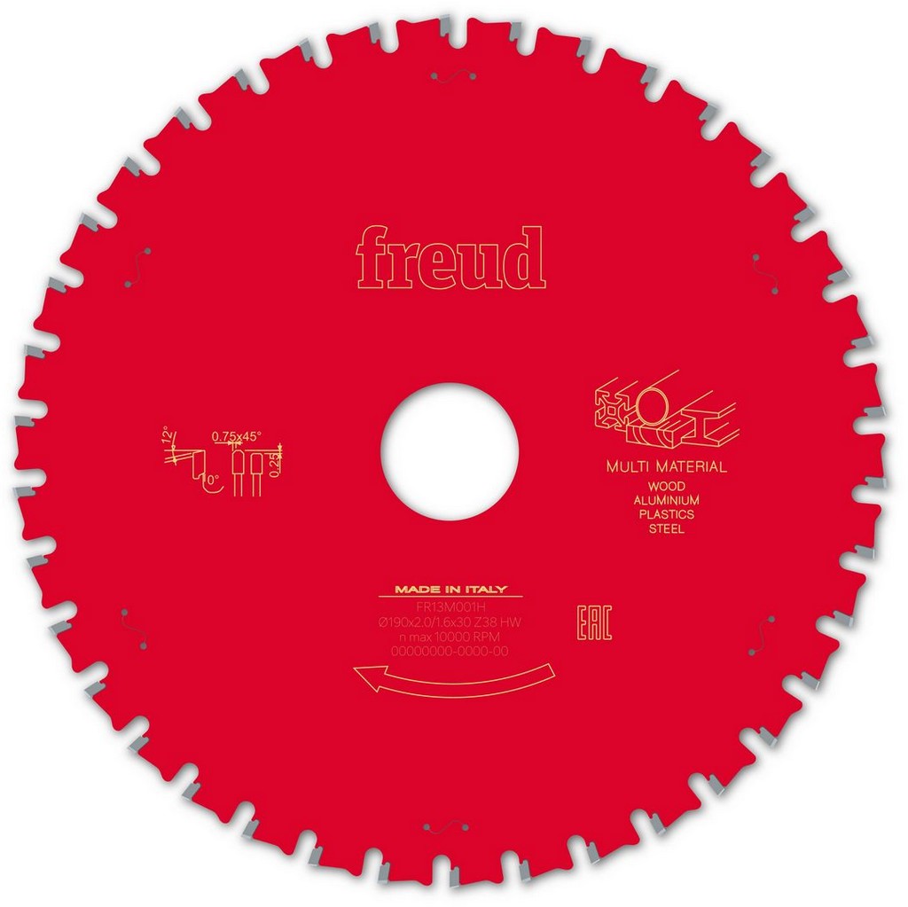 Freud Kreissägeblatt FR13M001H 190x30x2/1,6mm Z38 Multimaterial F03FS10041 Freud Kreissägeblatt FR13M001H 190x30x2/1,6mm Z38 Multimaterial F03FS10041