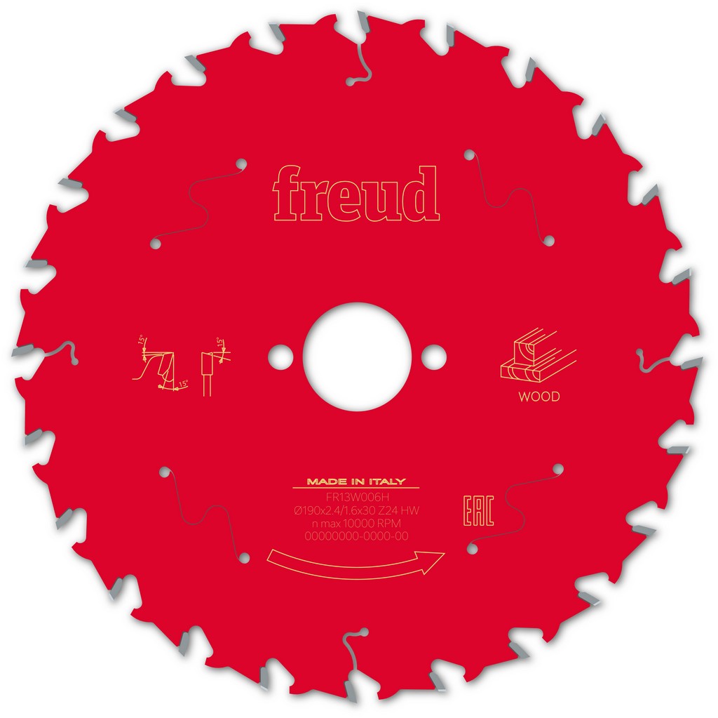 Freud Kreissägeblatt FR13W006H 190x30x2,4/1,6mm Z24 Handsäge Holz F03FS09717 Freud Kreissägeblatt FR13W006H 190x30x2,4/1,6mm Z24 Handsäge Holz F03FS09717