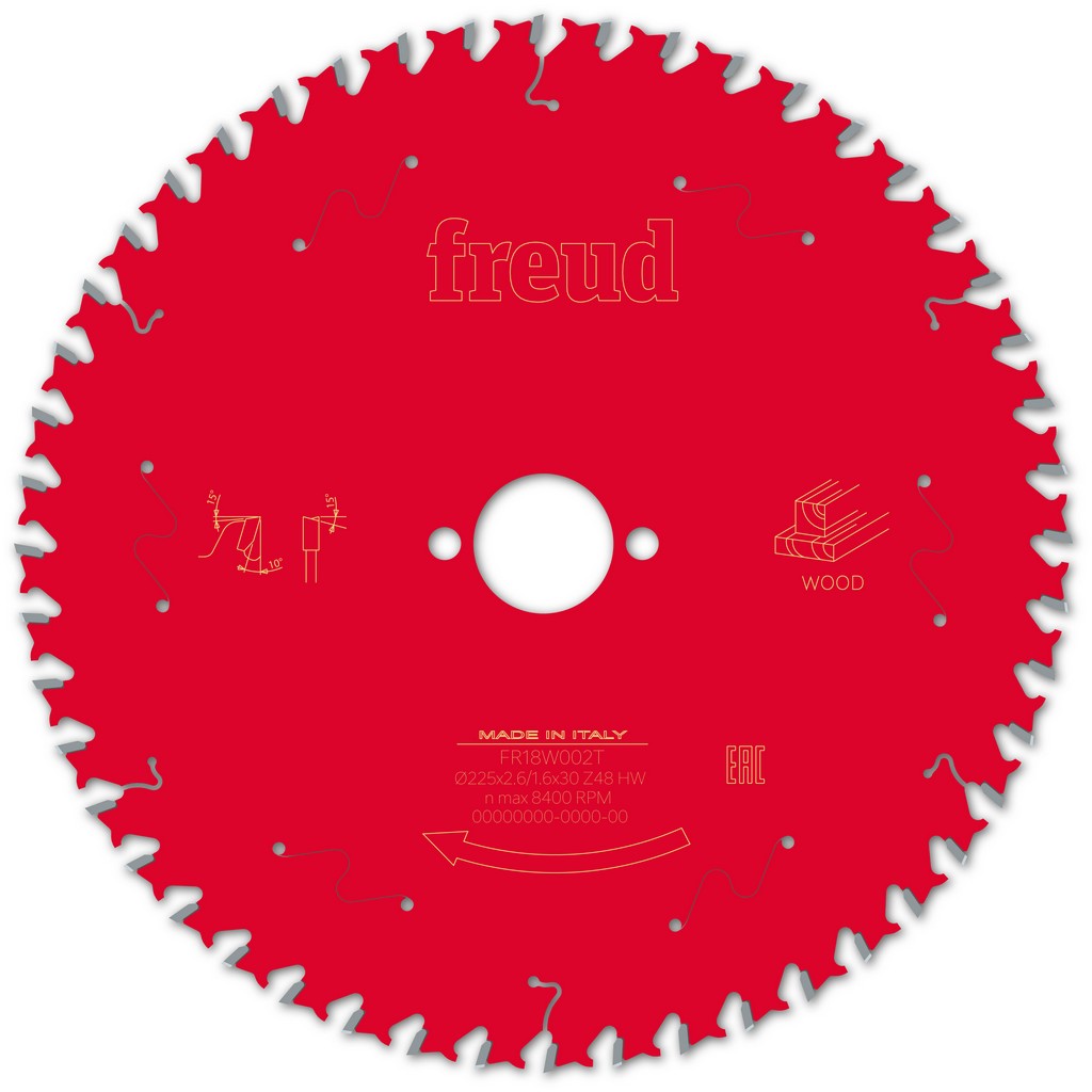 Freud Kreissägeblatt FR18W002T 225x30x2,6/1,6mm Z48 Holz MDF F03FS09773 Freud Kreissägeblatt FR18W002T 225x30x2,6/1,6mm Z48 Holz MDF F03FS09773