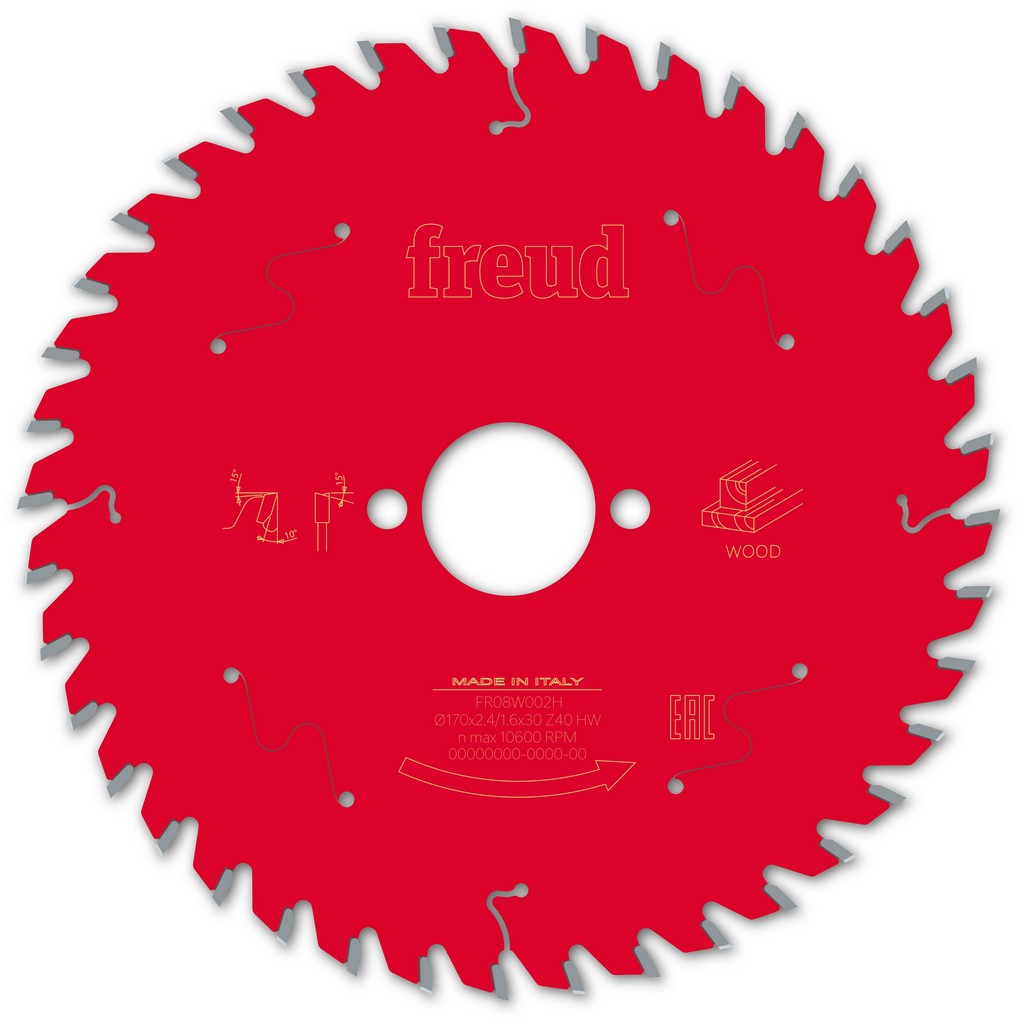 Freud Kreissägeblatt FR08W002H 170x30x2,4/1,6mm Z40 MDF Handkreissäge F03FS09695 Freud Kreissägeblatt FR08W002H 170x30x2,4/1,6mm Z40 MDF Handkreissäge F03FS09695