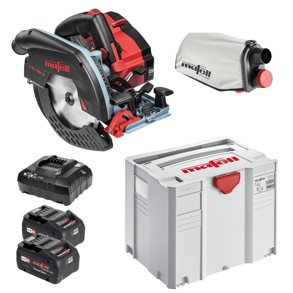 Mafell Akku Handkreissäge K 65 18M bl im T-MAX inkl Sägeblatt 2x Akku CAS 91D801 Mafell Akku Handkreissäge K 65 18M bl im T-MAX inkl Sägeblatt 2x Akku CAS 91D801