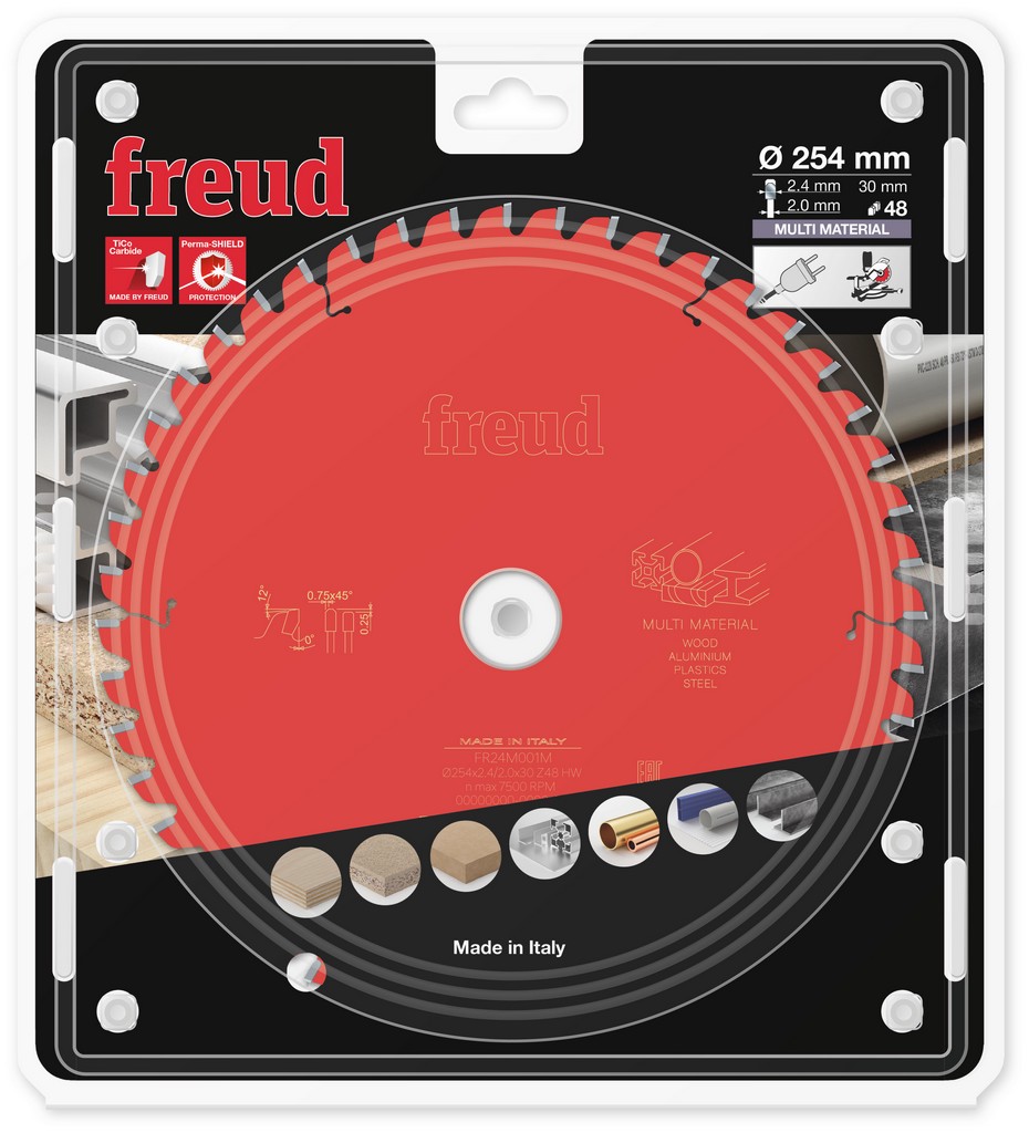 Freud Kreissägeblatt FR24M001M 254x30x2,4/2mm Z48 Aluminium Kappsägen F03FS09889 Freud Kreissägeblatt FR24M001M 254x30x2,4/2mm Z48 Aluminium Kappsägen F03FS09889