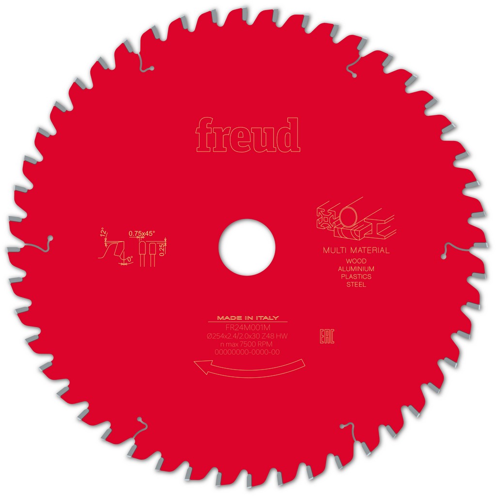 Freud Kreissägeblatt FR24M001M 254x30x2,4/2mm Z48 Aluminium Kappsägen F03FS09889 Freud Kreissägeblatt FR24M001M 254x30x2,4/2mm Z48 Aluminium Kappsägen F03FS09889