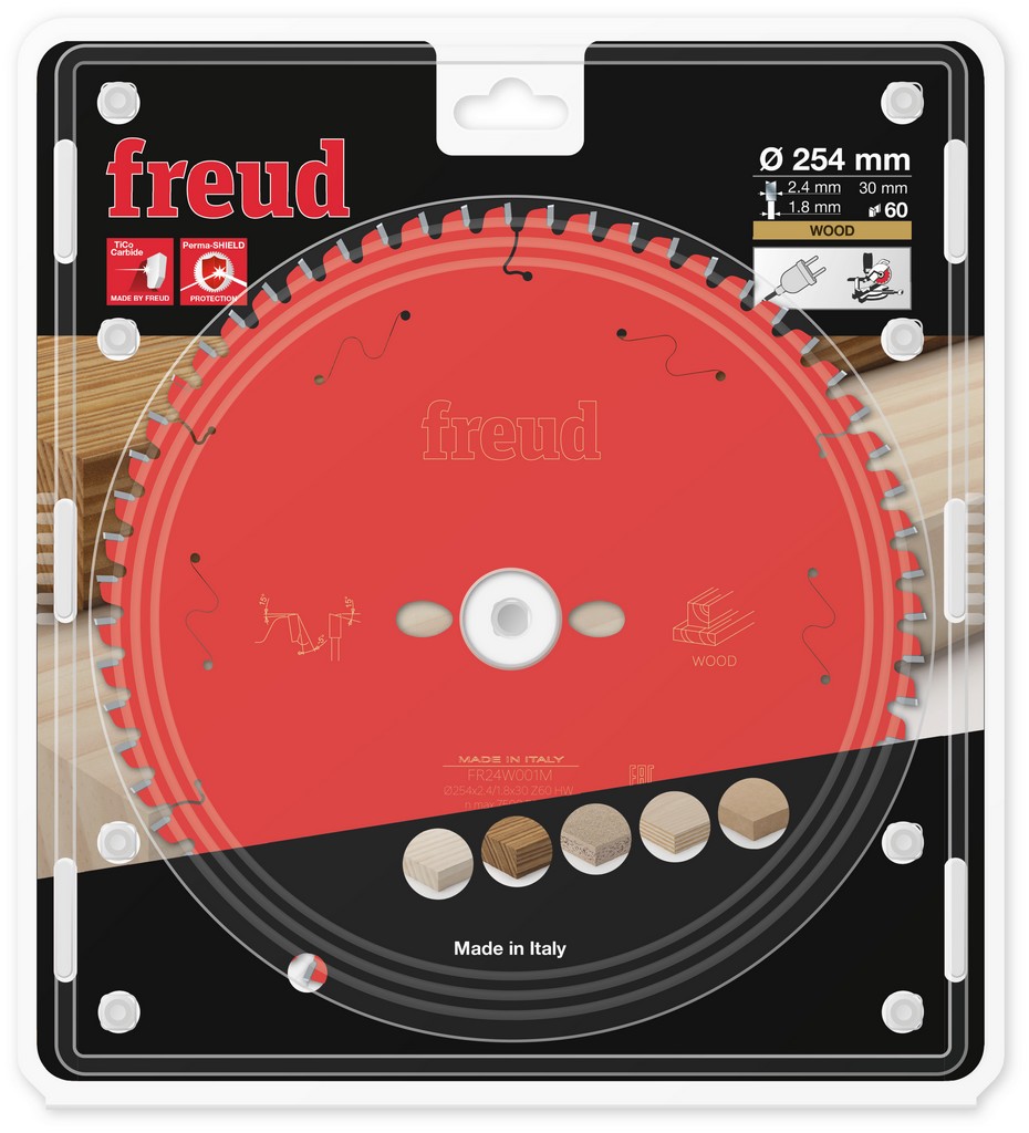Freud Kreissägeblatt FR24W001M 254x30x2,4/1,8mm Z60 Holz Kappsägen F03FS09755 Freud Kreissägeblatt FR24W001M 254x30x2,4/1,8mm Z60 Holz Kappsägen F03FS09755
