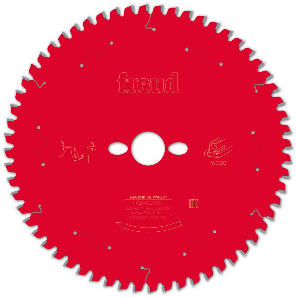Freud Kreissägeblatt FR24W001M 254x30x2,4/1,8mm Z60 Holz Kappsägen F03FS09755 Freud Kreissägeblatt FR24W001M 254x30x2,4/1,8mm Z60 Holz Kappsägen F03FS09755