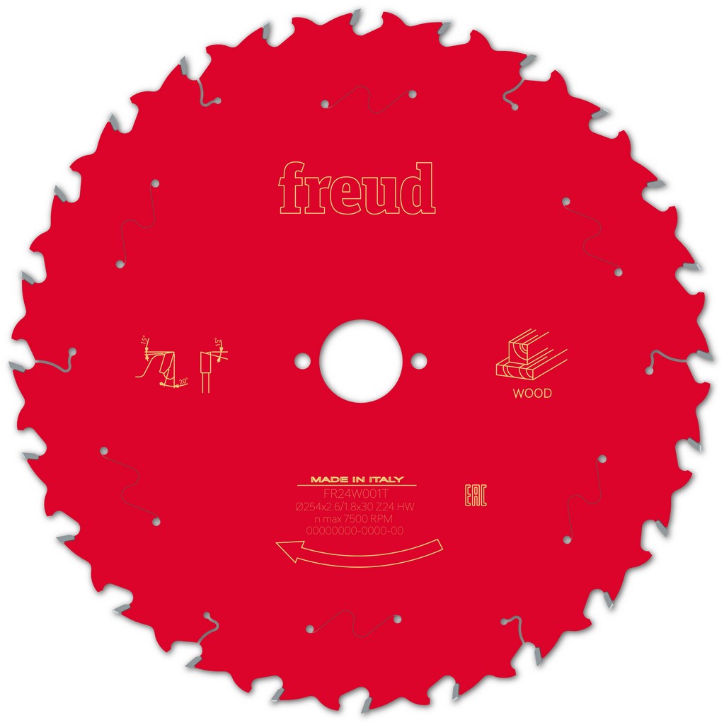 Freud Kreissägeblatt FR24W001T 254x30x2,6/1,8mm Z24 Tischkreissägen F03FS09778 Freud Kreissägeblatt FR24W001T 254x30x2,6/1,8mm Z24 Tischkreissägen F03FS09778