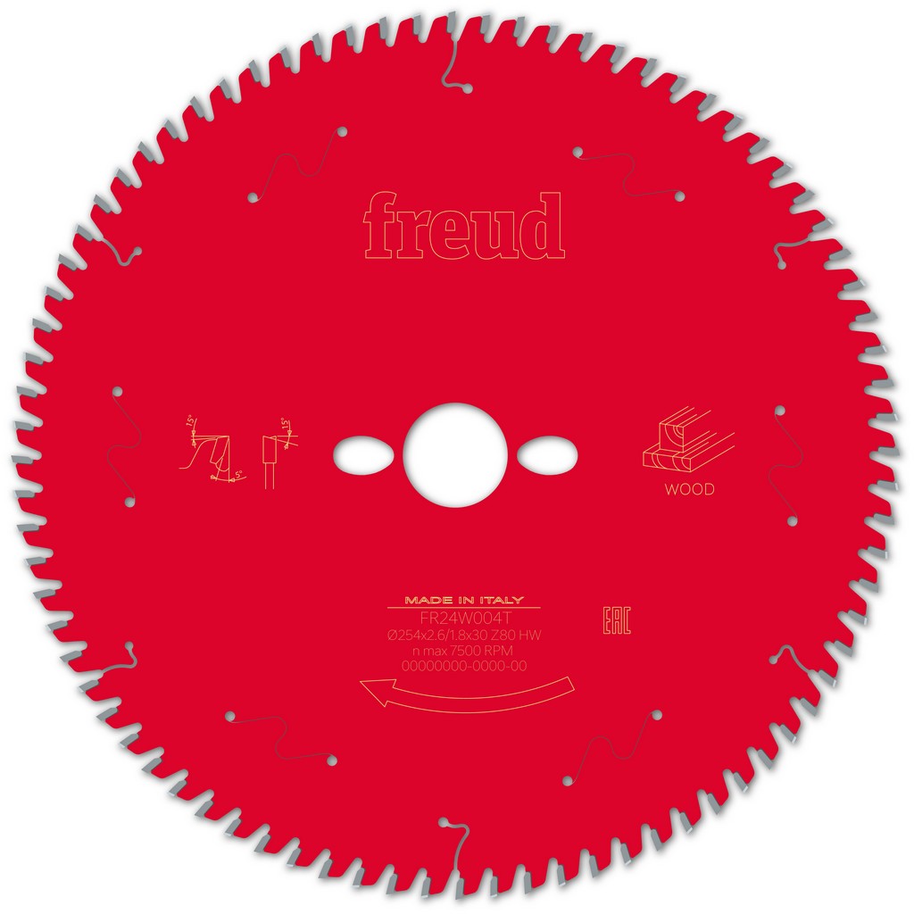 Freud Kreissägeblatt FR24W004T 254x30x2,6/1,8mm Z80 Tischkreissägen F03FS09781 Freud Kreissägeblatt FR24W004T 254x30x2,6/1,8mm Z80 Tischkreissägen F03FS09781