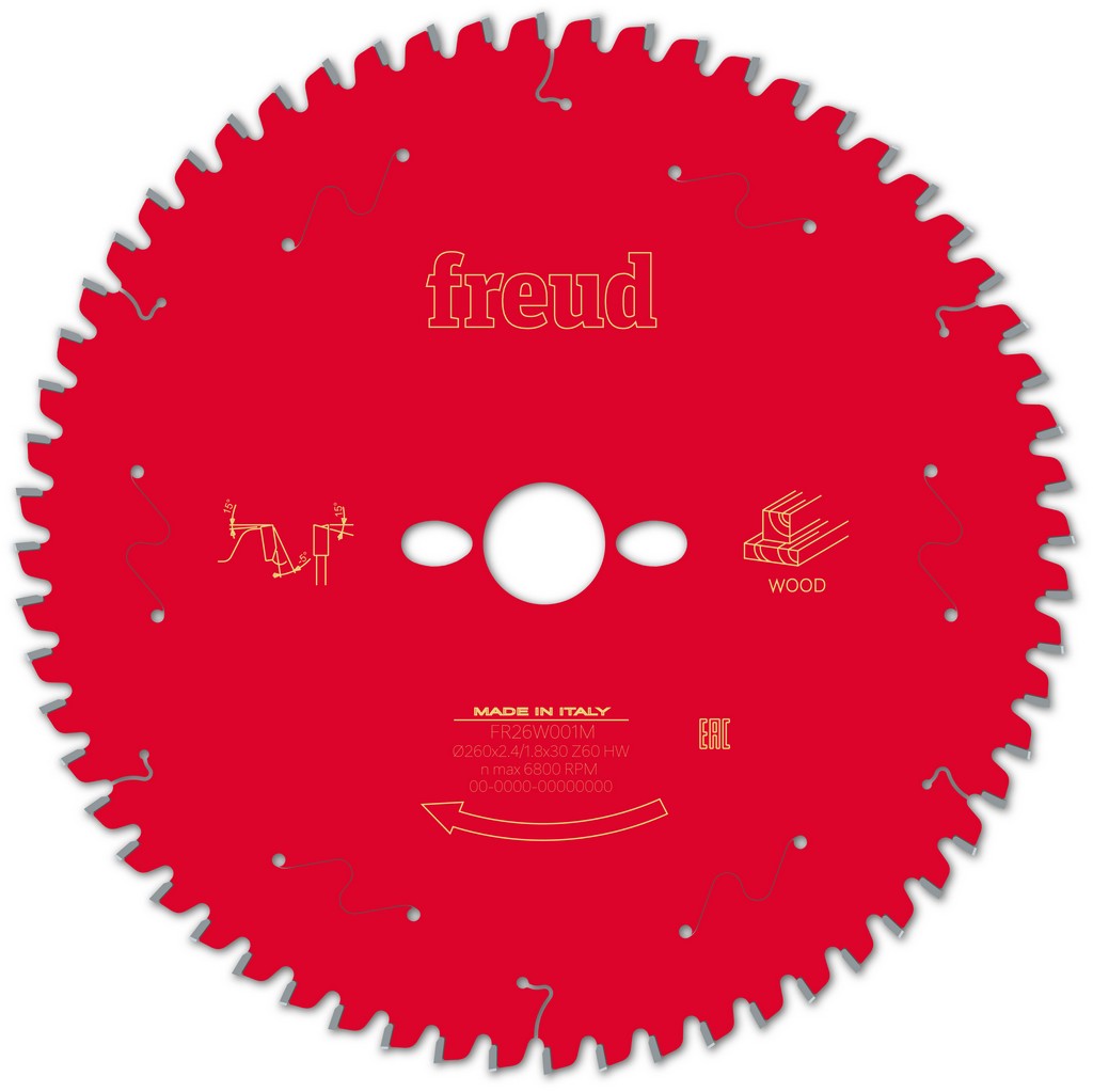 Freud Kreissägeblatt FR26W001M 260x30x2,4/1,8mm Z60 Holz Kappsägen F03FS09760 Freud Kreissägeblatt FR26W001M 260x30x2,4/1,8mm Z60 Holz Kappsägen F03FS09760