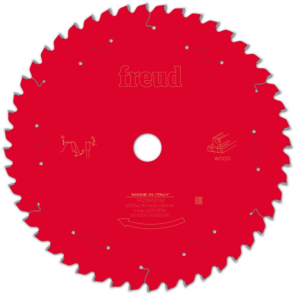 Freud Kreissägeblatt FR29W001M 305x30x2,4/1,8mm Z48 Holz Kappsägen F03FS09762 Freud Kreissägeblatt FR29W001M 305x30x2,4/1,8mm Z48 Holz Kappsägen F03FS09762